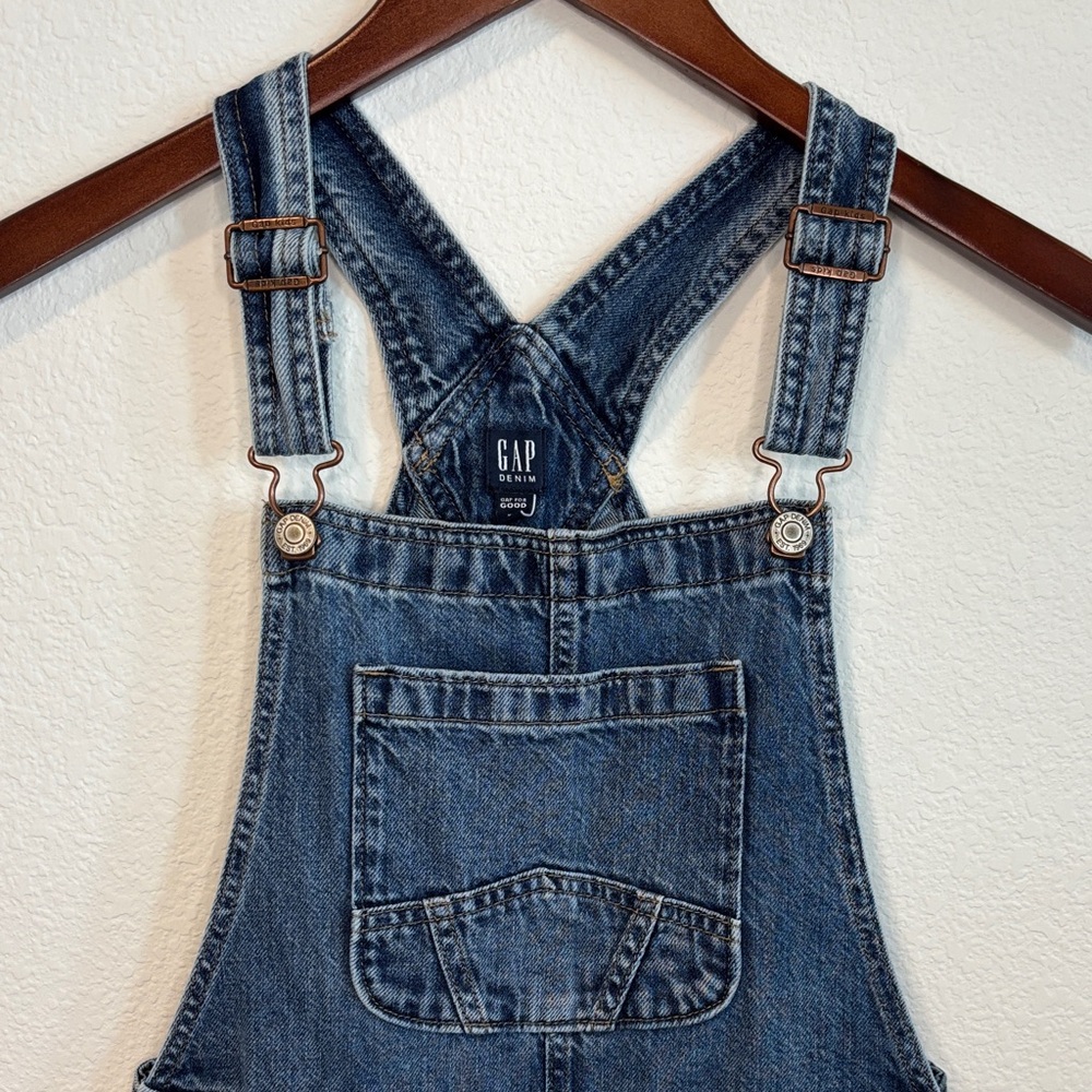 GAP Medium Wash Denim Girls Distressed Kids Overalls XXL - Picture 5 of 12